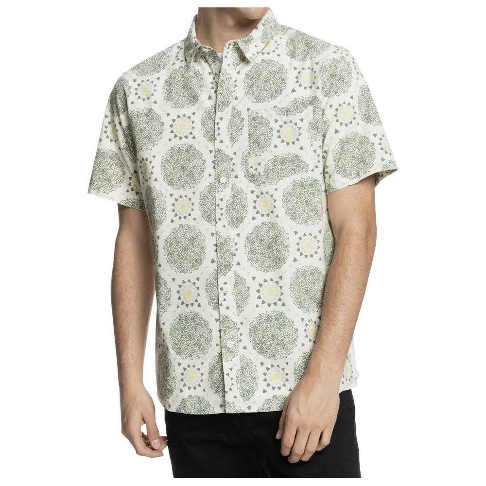 Quiksilver Mens Magic Eye Mandala Pattern SS Button Down Shirt‎ Size XL